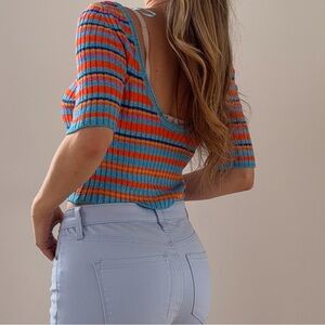 Free People Rainbow Striped Open Back Knit
Crop Top Size S